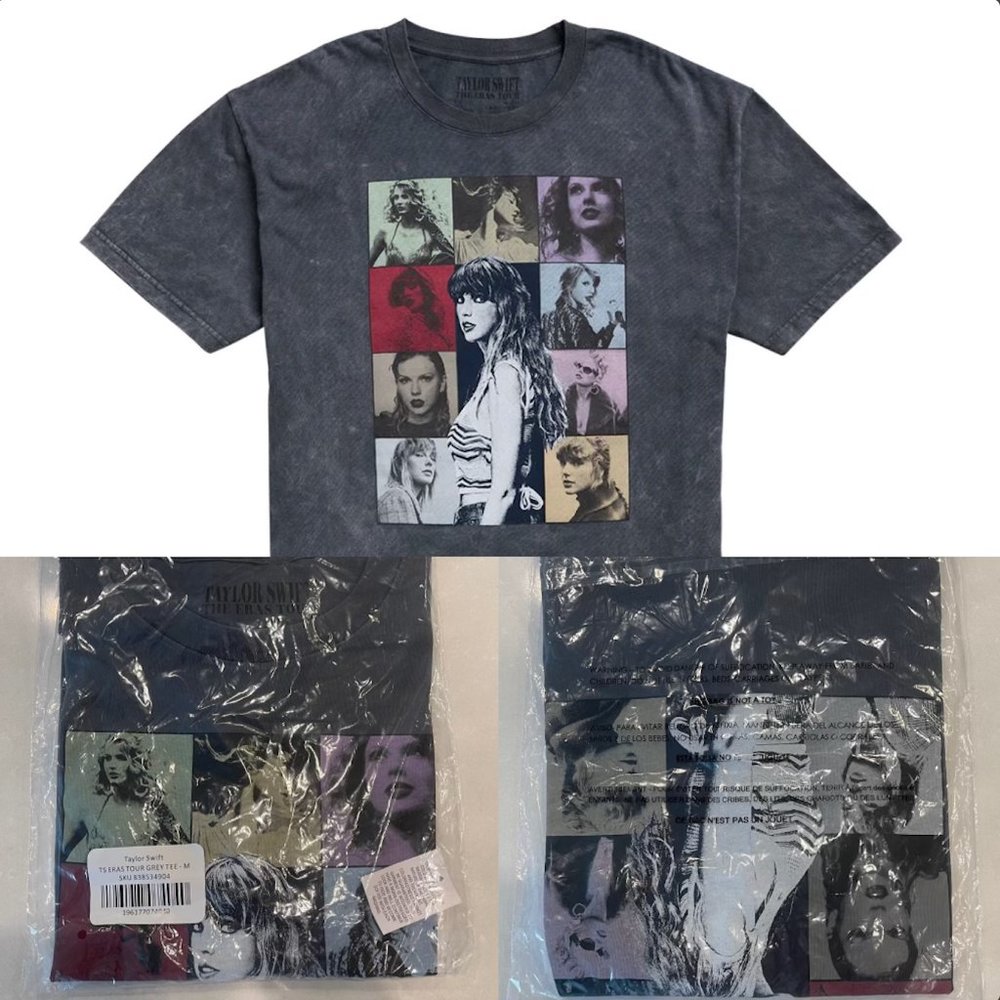 TAYLOR SWIFT OFFICIAL THE ERAS TOUR  MINERAL WASH GRAY T-SHIRT MEDIUM